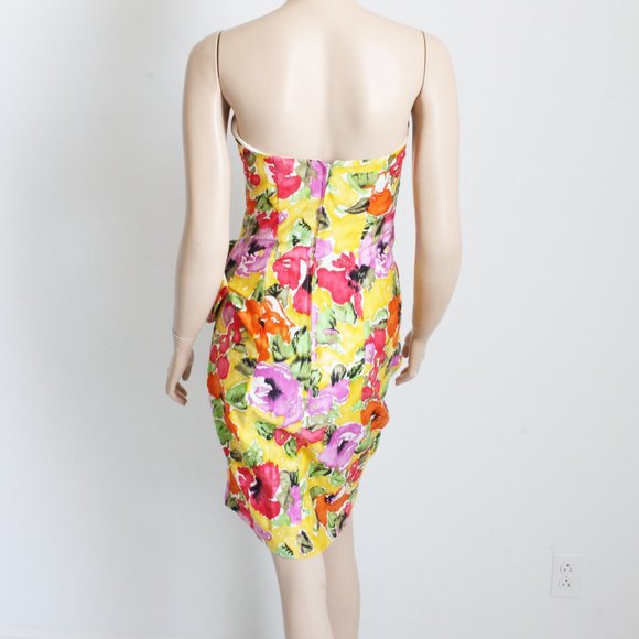 AJ Bari for Lillie Rubin Dress Colorful Floral Strapless Summer Resort - Picture 9 of 9